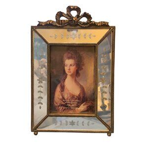 Two’s Company Picture Frame MCM Ornate Gold Frame‎ Etched Mirrors 4x6 Photo